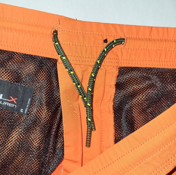 Ralph Lauren RLX Cargo Snap Board Shorts Nylon Orange Size X Large Y2K - Picture 4 of 8